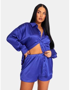 Oversized Satin Shirt Purple