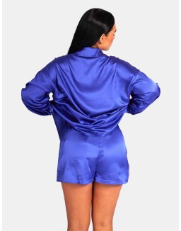 Oversized Satin Shirt Purple