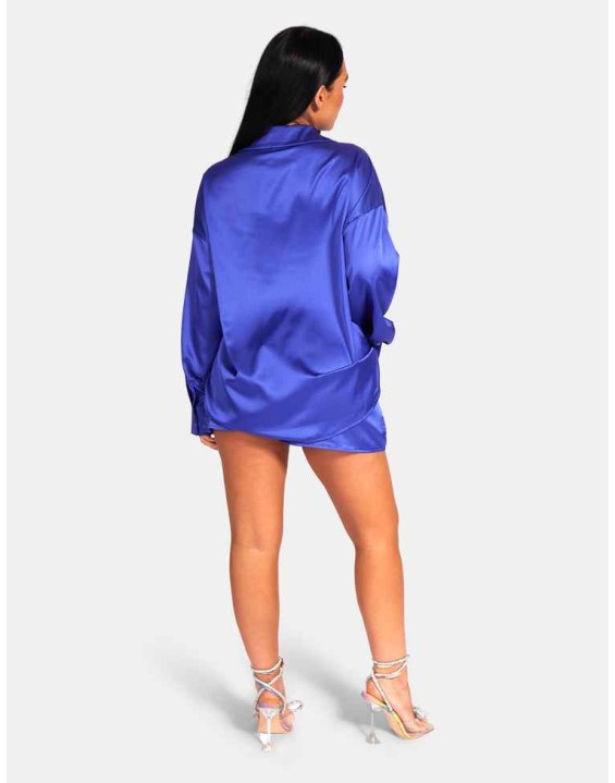 Oversized Satin Shirt Purple