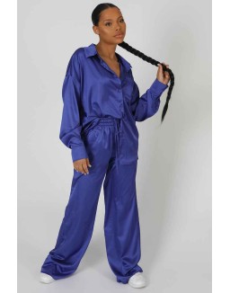 Satin Wide Leg Trousers Purple