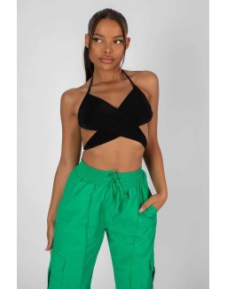 90S Butterfly Slinky Top Black