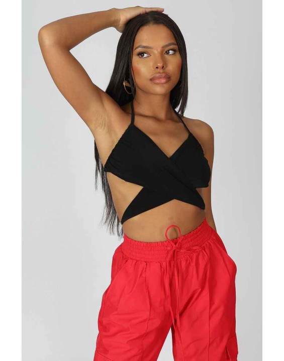 90S Butterfly Slinky Top Black