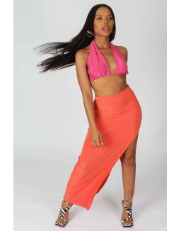Slinky Midaxii Skirt Orange
