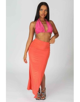 Slinky Midaxii Skirt Orange