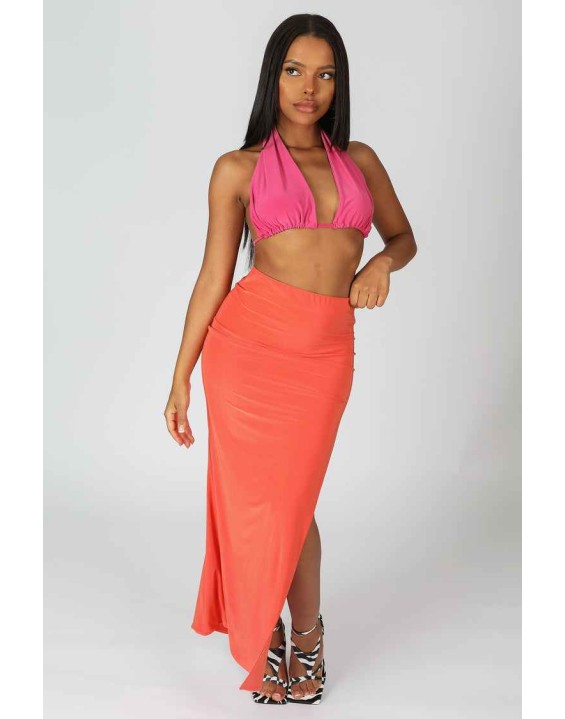 Slinky Midaxii Skirt Orange