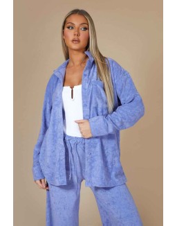 Oversized Towelling Shirt Purple