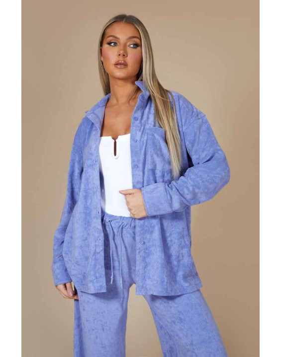 Oversized Towelling Shirt Purple