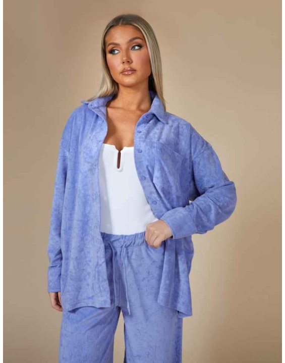 Oversized Towelling Shirt Purple