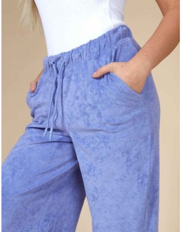 Towelling Wide Leg Joggers Purple
