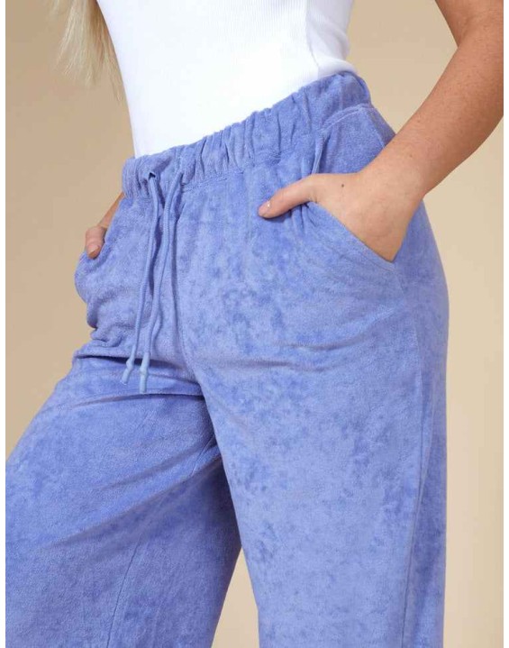 Towelling Wide Leg Joggers Purple