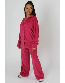 Oversized Towelling Shirt Pink