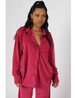 Oversized Towelling Shirt Pink