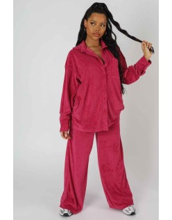 Towelling Wide Leg Joggers Pink