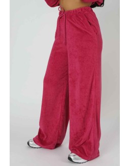 Towelling Wide Leg Joggers Pink