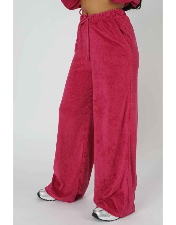 Towelling Wide Leg Joggers Pink