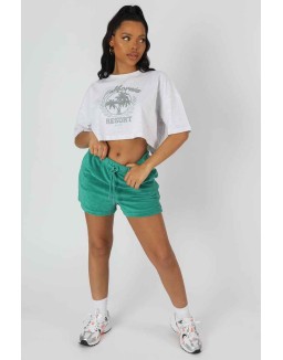 Towelling Runner Shorts Green