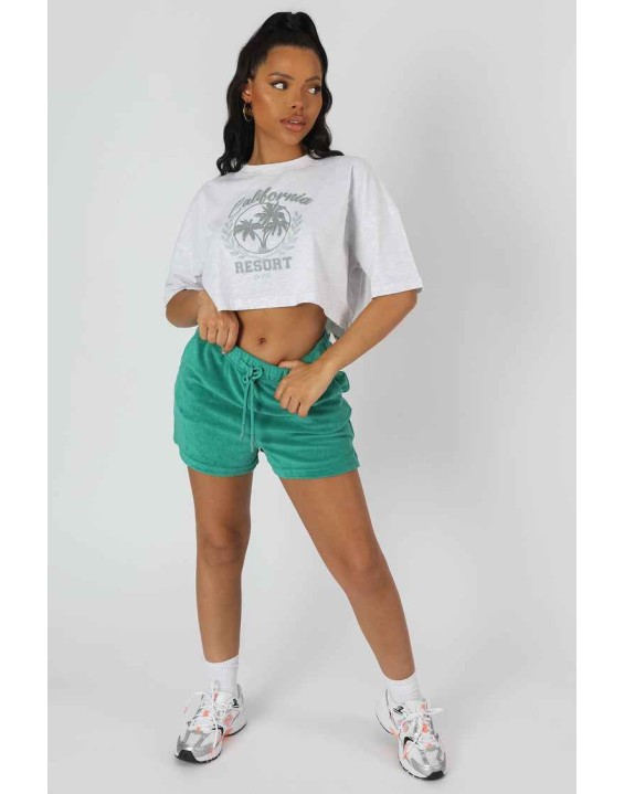 Towelling Runner Shorts Green