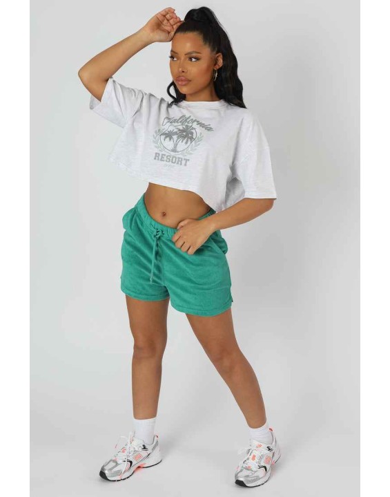 Towelling Runner Shorts Green