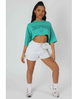 California Super Crop T-Shirt Turquoise