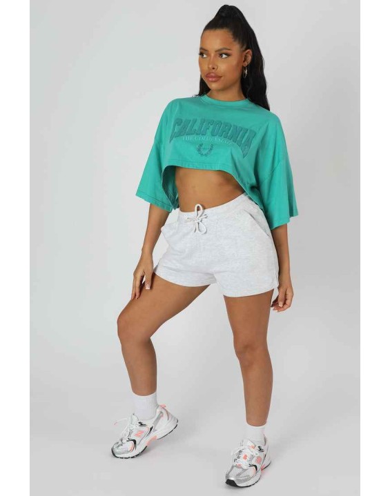 California Super Crop T-Shirt Turquoise