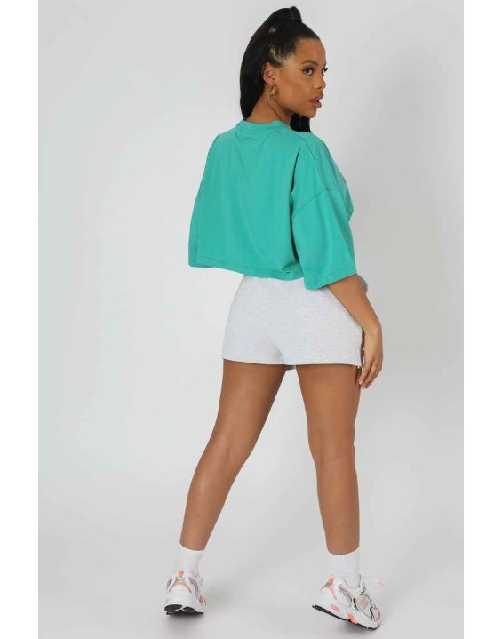 California Super Crop T-Shirt Turquoise