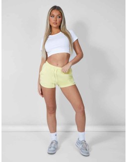 Embroidered Split Side Shorts Lemon
