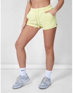 Embroidered Split Side Shorts Lemon