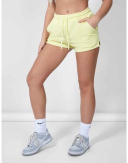Embroidered Split Side Shorts Lemon