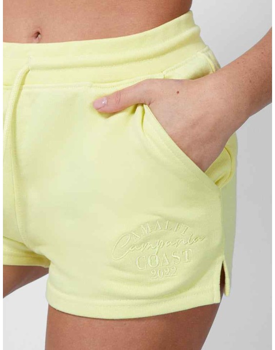 Embroidered Split Side Shorts Lemon