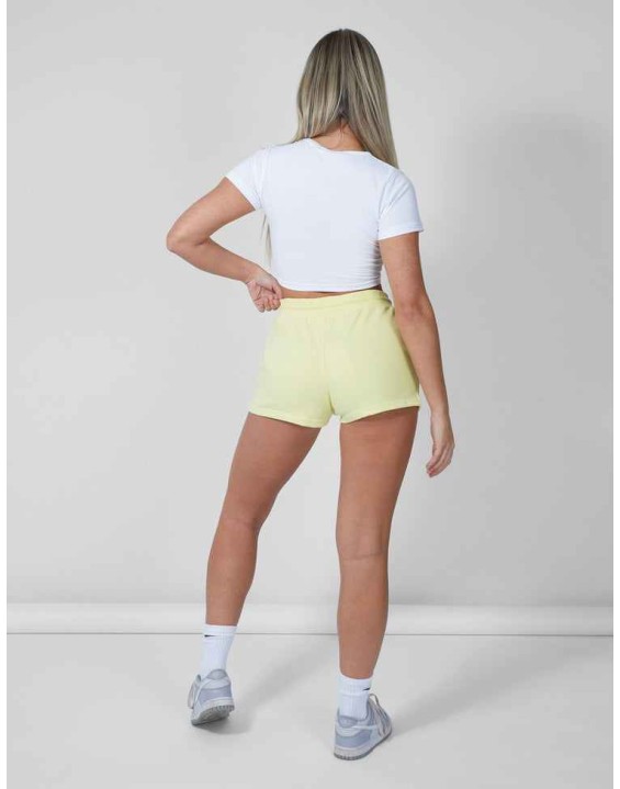 Embroidered Split Side Shorts Lemon