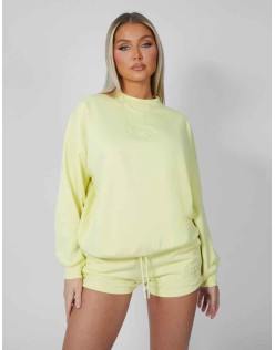 Amalfi Coast Embroidered Oversized Sweatshirt Lemon