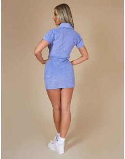 Towelling Ruched Front Dress Purple