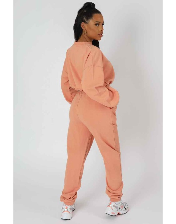 Santa Rosa Gathered Hem Cropped Sweatshirt Peach