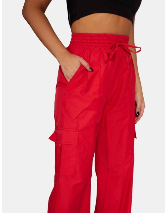Split Hem Cargo Trousers Red
