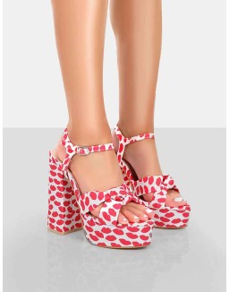 Kiss Multi lip Print Platform Sandal High Heels