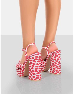 Kiss Multi lip Print Platform Sandal High Heels