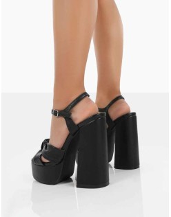 Kiss Black Pu Platform Sandal High Heels