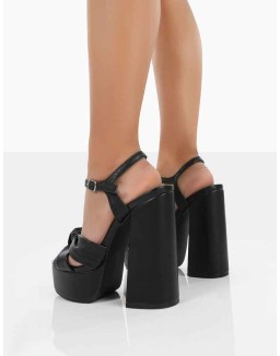 Kiss Black Pu Platform Sandal High Heels
