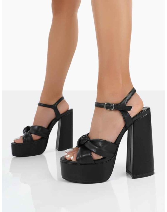 Kiss Black Pu Platform Sandal High Heels