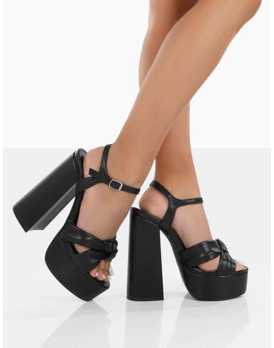 Kiss Black Pu Platform Sandal High Heels