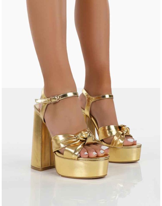 Kiss Gold Pu Platform Sandal High Heels