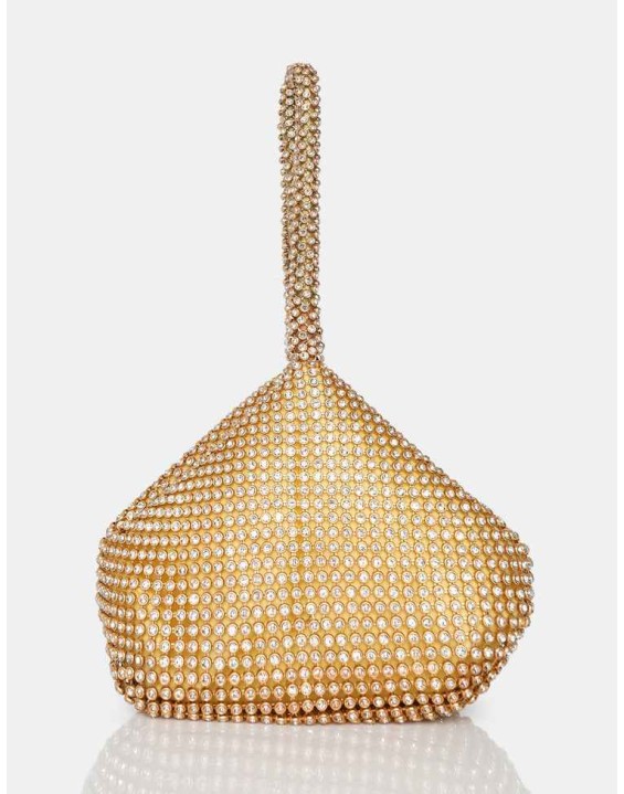 The Lavender Gold Diamante Mini Pouch Party Bag