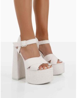 Content Ecru Towelling Chunky Platform Sandal High Heels
