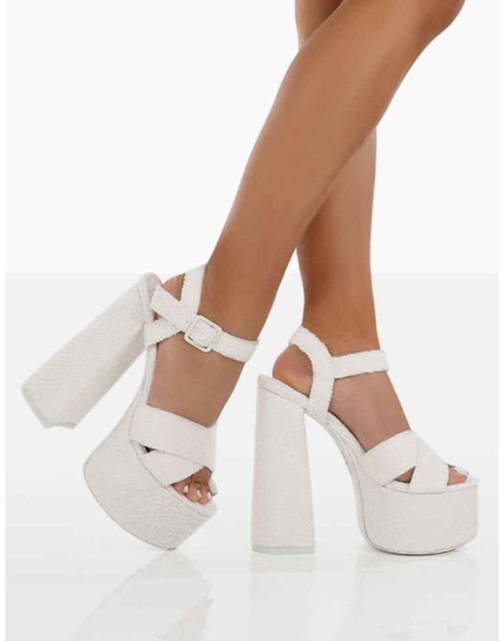 Content Ecru Towelling Chunky Platform Sandal High Heels