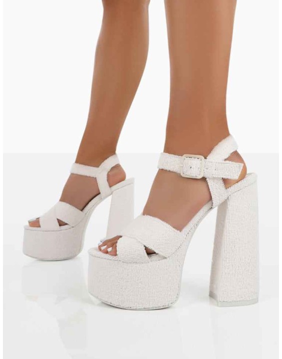 Content Ecru Towelling Chunky Platform Sandal High Heels