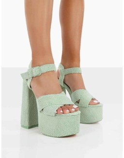 Content Mint Towelling Chunky Platform Sandal High Heels