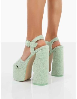 Content Mint Towelling Chunky Platform Sandal High Heels