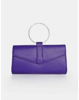 The Pammy Purple Pu Diamante Handle Envelope Clutch