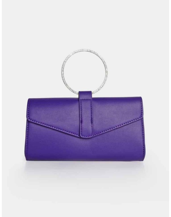 The Pammy Purple Pu Diamante Handle Envelope Clutch