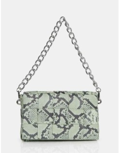 The Makai Pastel Snake Shoulder Woven Chain Bag